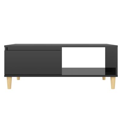 vidaXL Table basse noir brillant 90x60x35 cm bois d'ingénierie