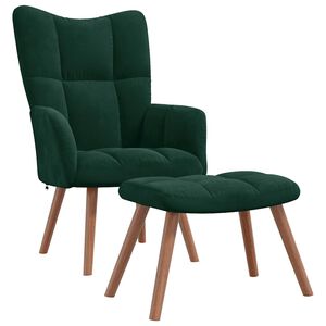 vidaXL Chaise de relaxation avec repose-pied Vert fonc&eacute; Velours