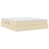 vidaXL Lit avec rangement et matelas Cr&egrave;me 200 x 200 cm Polyester