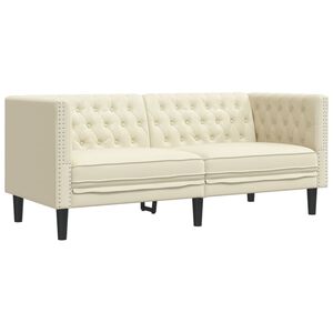 vidaXL Canap&eacute; Chesterfield 2 places cr&egrave;me similicuir