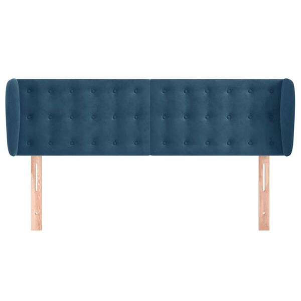 vidaXL T&ecirc;te de lit avec oreilles Bleu fonc&eacute; 147x23x78/88 cm Velours