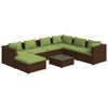 vidaXL Salon de jardin 8 pcs avec coussins r&eacute;sine tress&eacute;e marron