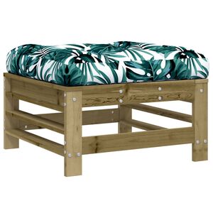 vidaXL Repose-pied de jardin avec coussin bois de pin impr&eacute;gn&eacute;