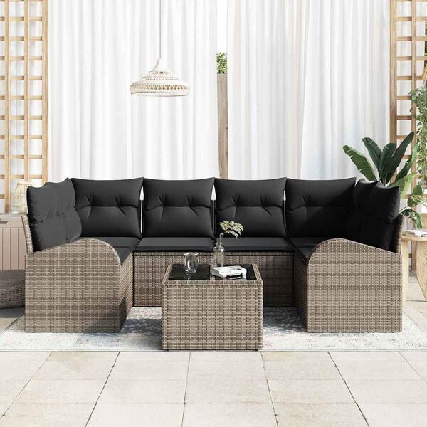 vidaXL Ensemble de canap&eacute; de jardin Gris 55 x 55 x 37 cm polyrotin