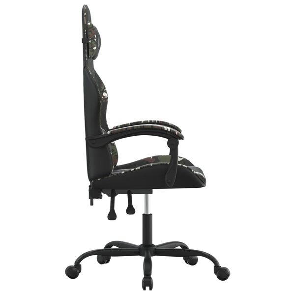 vidaXL Chaise de jeu pivotante Noir et camouflage Similicuir