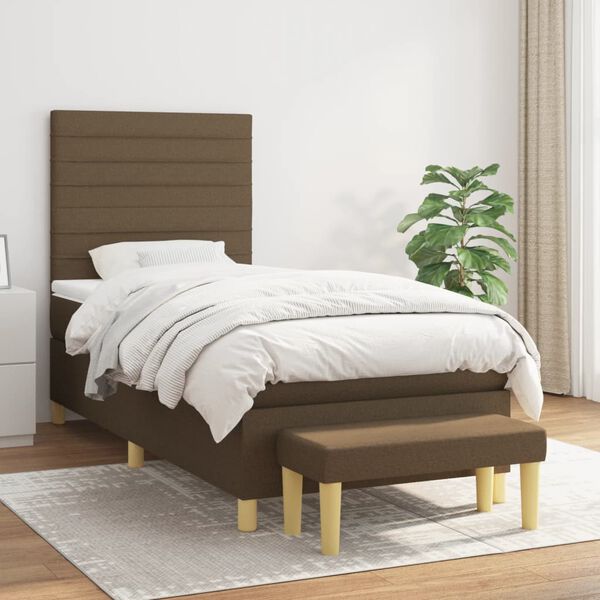 vidaXL Sommier &agrave; lattes de lit avec matelas Marron fonc&eacute; 80x200 cm