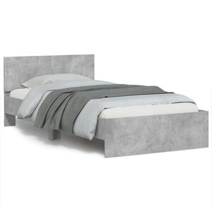 vidaXL Cadre de lit sans matelas avec t&ecirc;te de lit gris b&eacute;ton 100x200cm