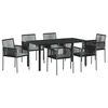 vidaXL Ensemble de salle &agrave; manger pour jardin 7 pc Noir Rotin PE