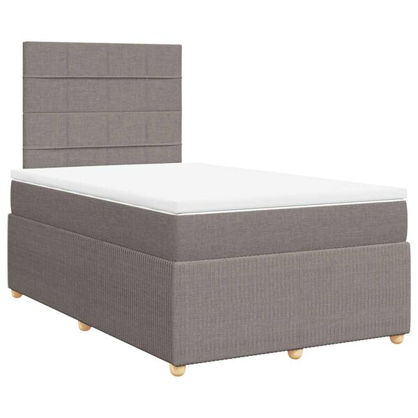 vidaXL Sommier &agrave; lattes de lit avec matelas taupe 120x190 cm tissu