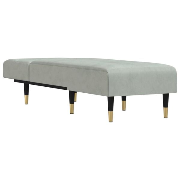 vidaXL Chaise longue gris clair velours