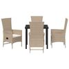 vidaXL Ensemble de salle à manger pour jardin 5 pcs Beige polyrotin