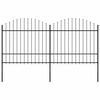 vidaXL Cl&ocirc;ture de jardin avec dessus en forme de lance 337x175 cm noir