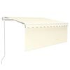 vidaXL Auvent automatique store capteur de vent LED 3,5x2,5 m Cr&egrave;me