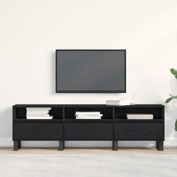 vidaXL Meuble TV Ch&ecirc;ne noir 150 x 30 x 44,5 cm Bois d'ing&eacute;nierie