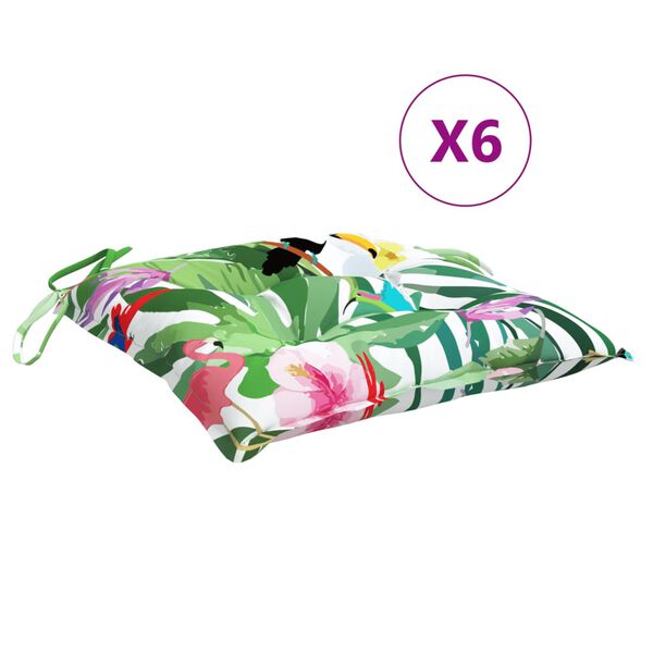 vidaXL Coussins de chaise lot de 6 multicolore 50x50x7 cm tissu oxford