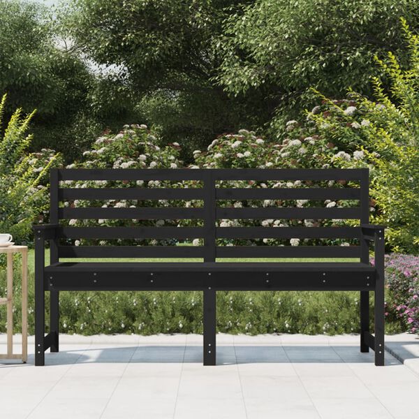 vidaXL Banc de jardin noir 159,5x48x91,5 cm bois massif de pin