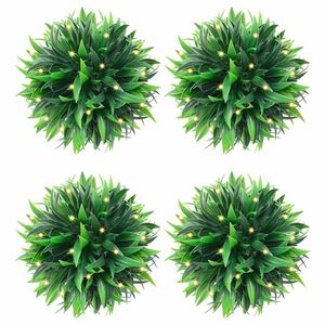 vidaXL Boules de buis artificielles avec lumières LED 4 pcs vert 15 cm