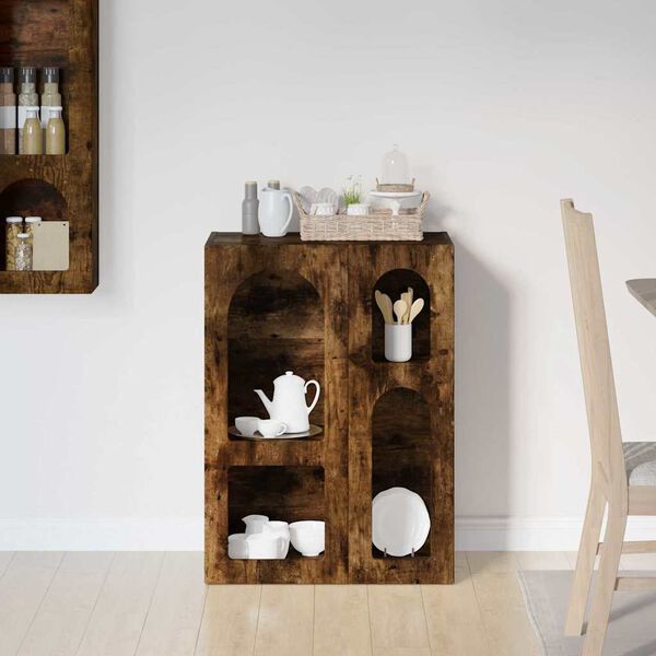 vidaXL Buffet Ch&ecirc;ne fum&eacute; 59 x 35 x 80,5 cm Bois d'ing&eacute;nierie