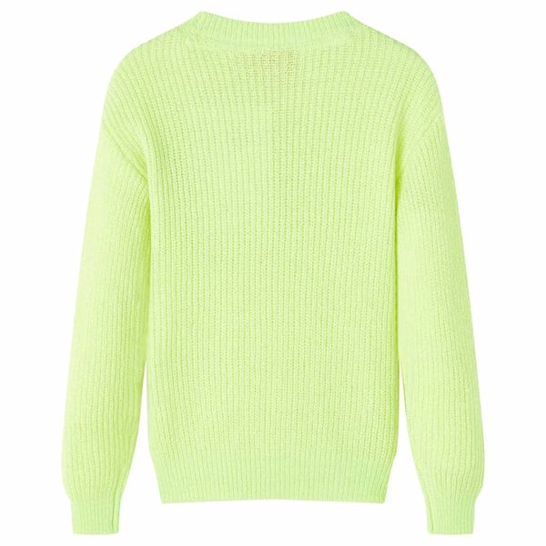 Pull-over tricot&eacute; pour enfants jaune fluo 140
