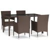 vidaXL Ensemble &agrave; manger de jardin 5 pcs et coussins marron poly rotin