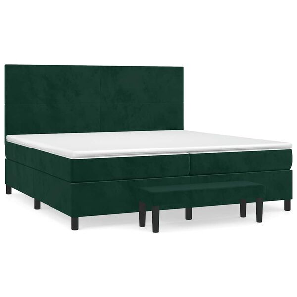vidaXL Sommier &agrave; lattes de lit et matelas Vert fonc&eacute; 200x200cm Velours