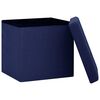 vidaXL Tabouret de rangement pliable Bleu Faux lin