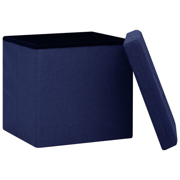 vidaXL Tabouret de rangement pliable Bleu Faux lin