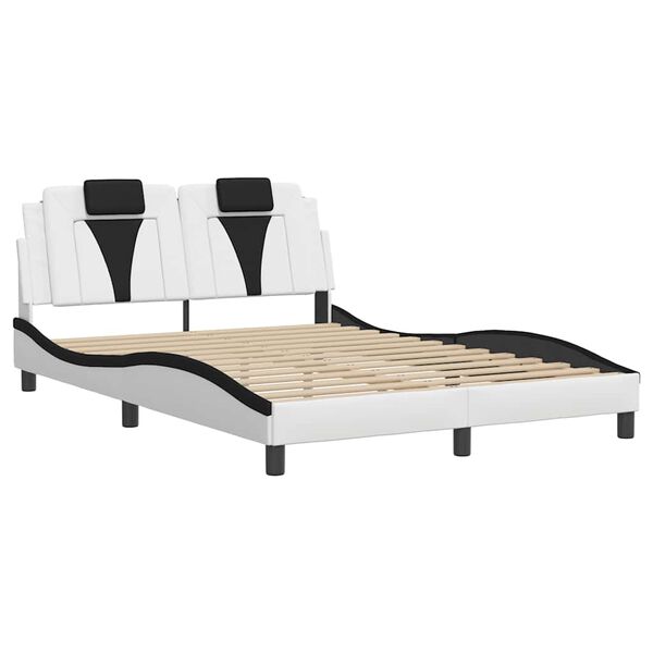vidaXL Cadre de lit Viana sans matelas blanc et noir 120x200 cm similicuir