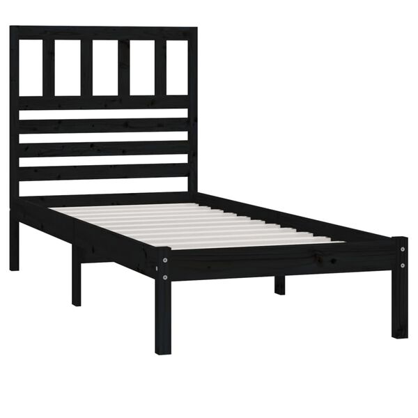 vidaXL Cadre de lit sans matelas noir bois massif de pin 100x200 cm