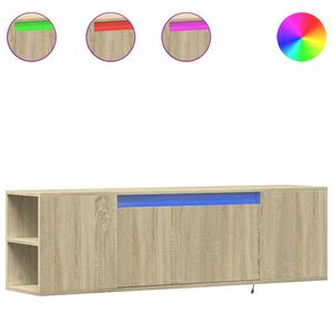 vidaXL Meuble TV mural avec lumi&egrave;res LED ch&ecirc;ne sonoma 135x31x39,5 cm