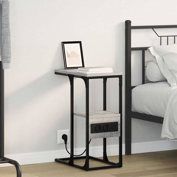 vidaXL Cabinet de chevet avec tiroir Sonoma gris 41.5 x 26 x 60.5 cm