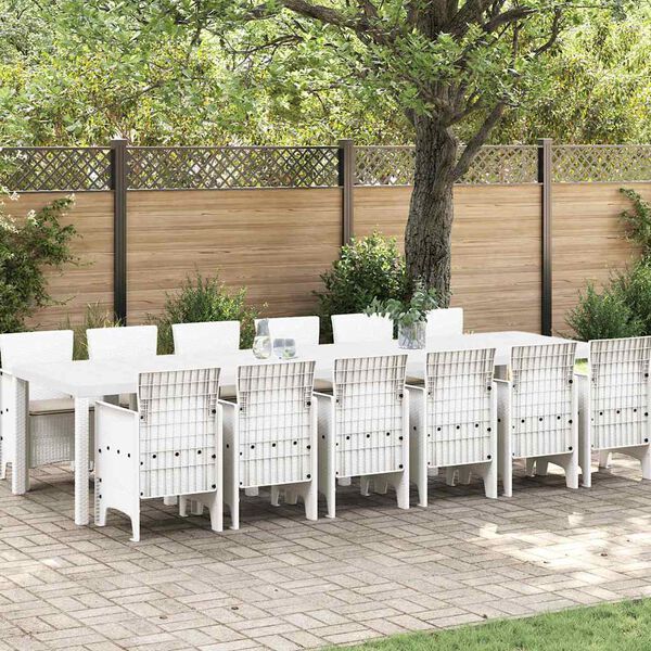 vidaXL Ensemble de salle à manger pour jardin 13 pcs Blanc Rattan Polt