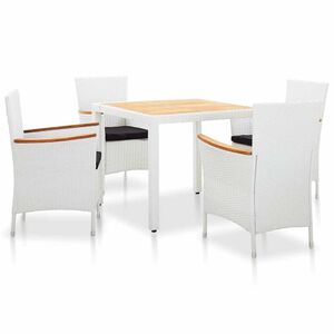 vidaXL Salon de jardin 5 pcs r&eacute;sine tress&eacute;e blanc
