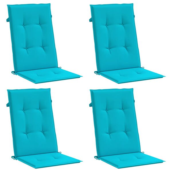 vidaXL Coussins de chaise &agrave; dossier haut lot de 4 turquoise tissu