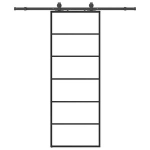 vidaXL Porte coulissante kit de quincaillerie noir 76x205 cm verre ESG