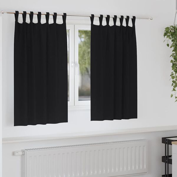 vidaXL Rideaux occultants avec anneaux 2 pcs Noir 140 x 140 cm
