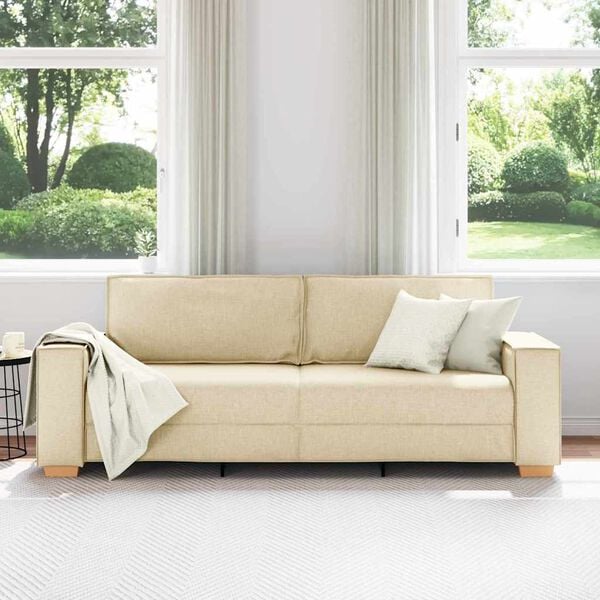 vidaXL Canap&eacute; Cr&egrave;me 220 x 78 x 84 cm tissu