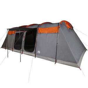 vidaXL Tente familiale tunnel 8 personnes gris et orange imperm&eacute;able