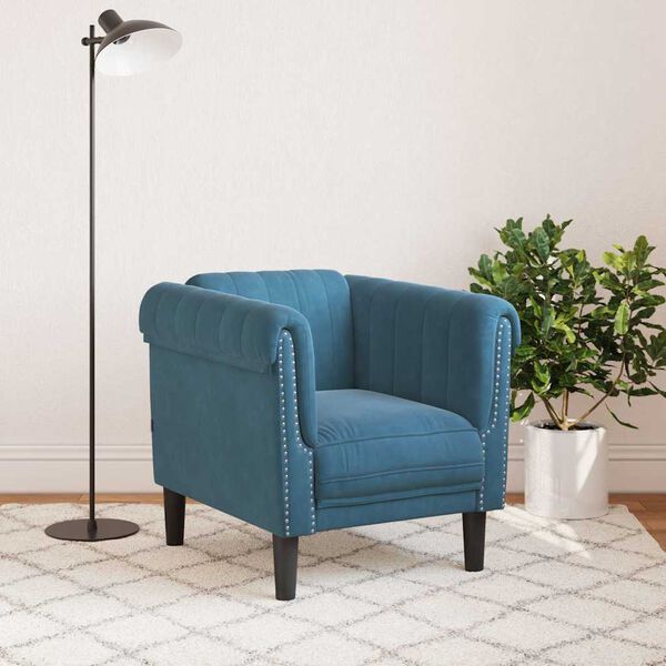 vidaXL Fauteuil bleu velours