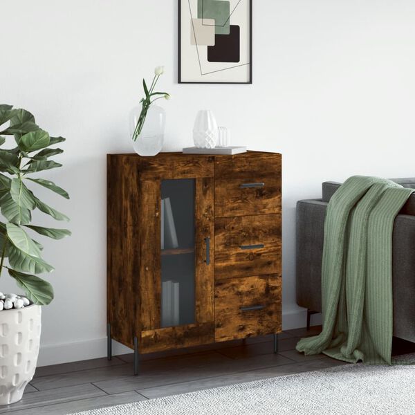 vidaXL Buffet ch&ecirc;ne fum&eacute; 69,5x34x90 cm bois d'ing&eacute;nierie