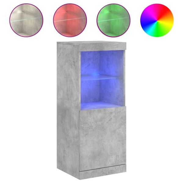 vidaXL Buffet avec lumi&egrave;res LED gris b&eacute;ton 41x37x100 cm