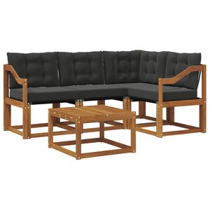 vidaXL Ensemble de canap&eacute;s d'ext&eacute;rieur 5 pcs Naturel et Noir