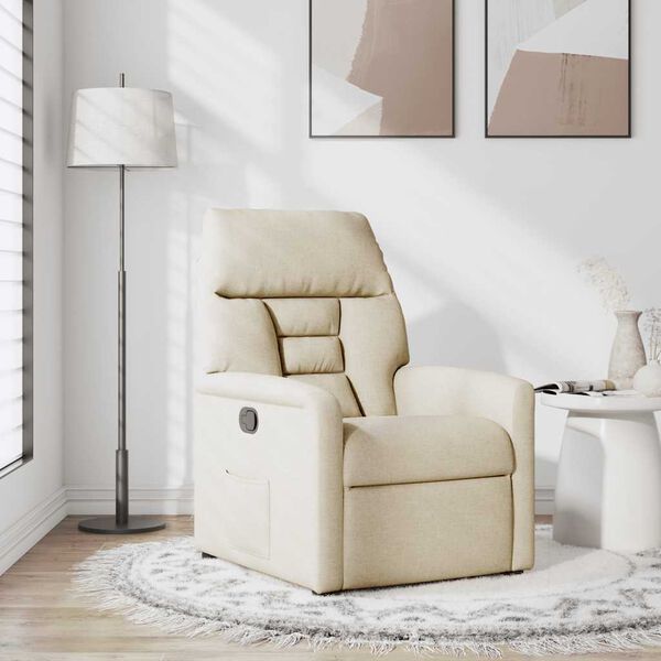 vidaXL Fauteuil inclinable Cr&egrave;me Tissu