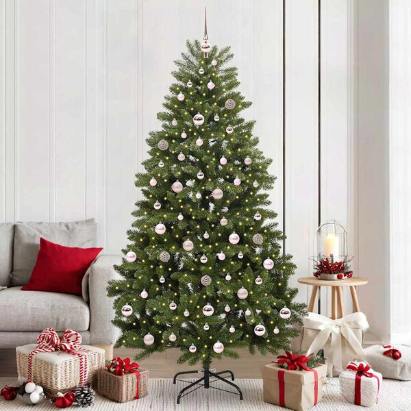 vidaXL Sapin de No&euml;l artificiel avec 300 LED Vert 210 cm PVC et m&eacute;tal