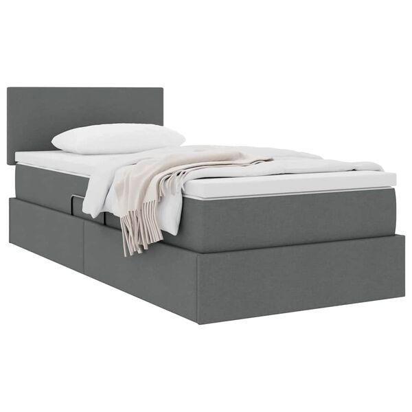 vidaXL Lit avec rangement et matelas Gris fonc&eacute; 90 x 200 cm