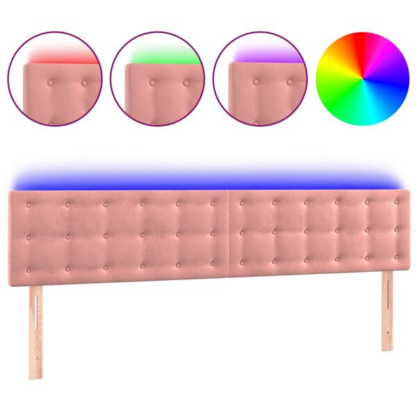 vidaXL T&ecirc;te de lit &agrave; LED Rose 160x5x78/88 cm Velours