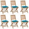 vidaXL Chaises pliantes 6 pi&egrave;ces avec coussins en bois d'acacia massif