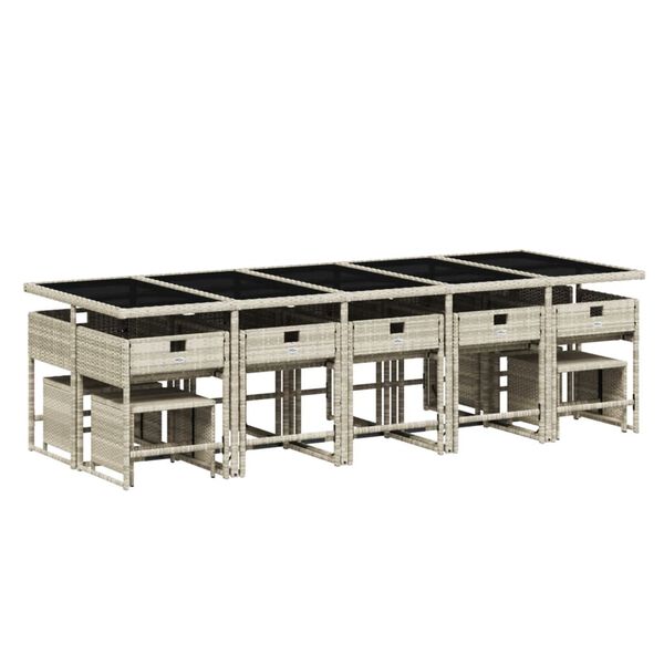 vidaXL Ensemble &agrave; manger de jardin et coussins 15 pcs gris clair rotin