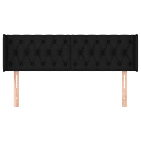 vidaXL T&ecirc;te de lit avec oreilles Noir 163x16x78/88 cm Tissu