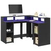 vidaXL Bureau avec lumières LED noir 130x130x91 cm bois d'ingénierie